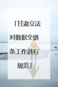 甘肃立法对数据全链条工作进行规范